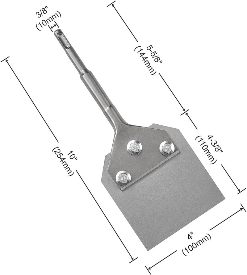 SPKLINE 4 Inch Wide SDS-Plus Floor Scraper Tile & Thinset Scaling Chisel SDS-Plus Shank 4" x 10" Thinset Scraper Adhesives Remover Wall Scraper Fits SDS-Plus Rotary Hammers and Chipping Hammer Drills - Image 1